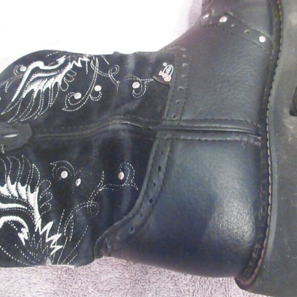 JUSTIN Gypsy MANDRA Leather BOOTS Size 10 CROSS Wings STUDS Western WORK Barn - Picture 10 of 10